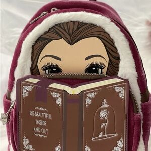 Loungefly Disney Winter Belle Book Mini Backpack Beauty and the Beast NWT